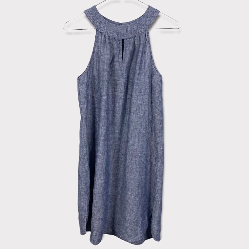 St. Tropez West Blue Sleeveless Linen Mini Dress/ Tunic